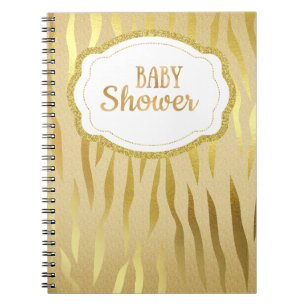 Carnet de Baby shower d'impression Gold Zebra
