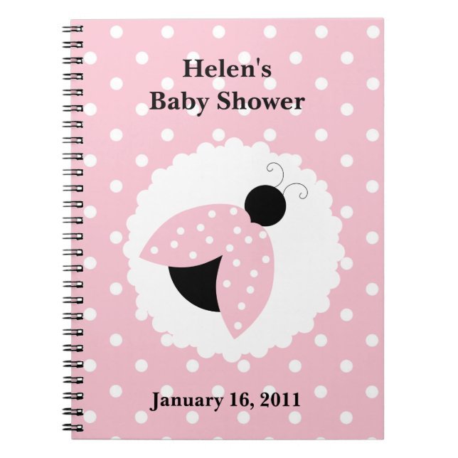 Carnet de Baby shower rose Ladybug et Pois (Devant)