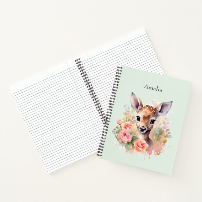 Carnet De Beaux Cerfs Entourés De Roses (Intérieur)