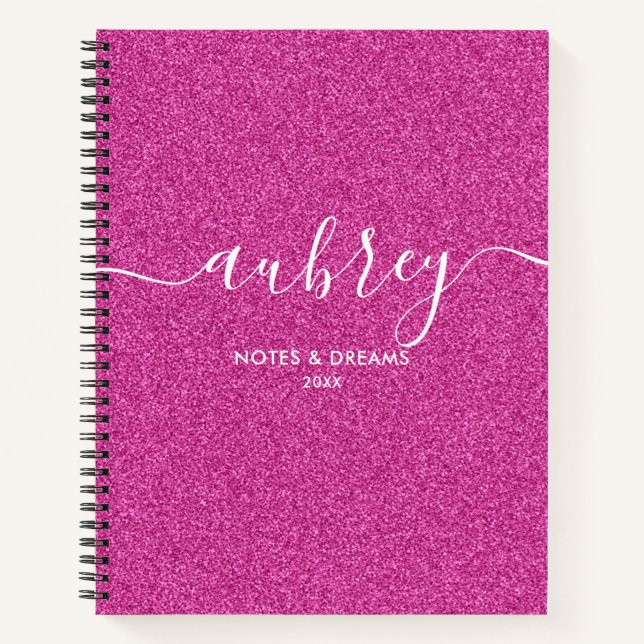 Carnet de calligraphie Parties scintillant rose (Devant)