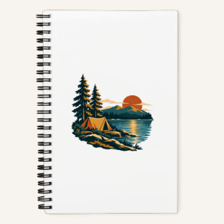 Carnet de camping Tente au coucher de soleil au bo