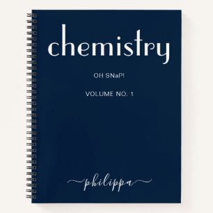 Carnet de chimie personnalisé bleu moderne