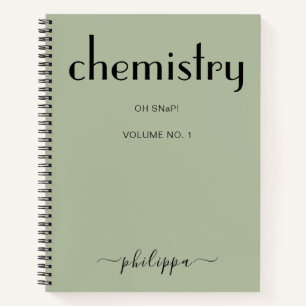 Carnet de chimie personnalisée Sage Green Black