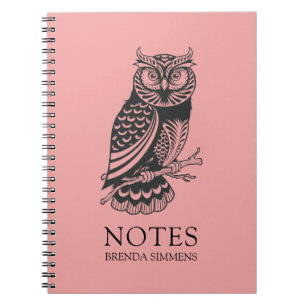 Carnet de Chouette Abstraite noire et rose