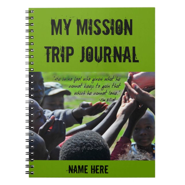 Carnet de citation de JIM Elliot de missionnaire (Devant)