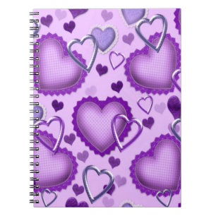 Carnet de coeurs pourpres