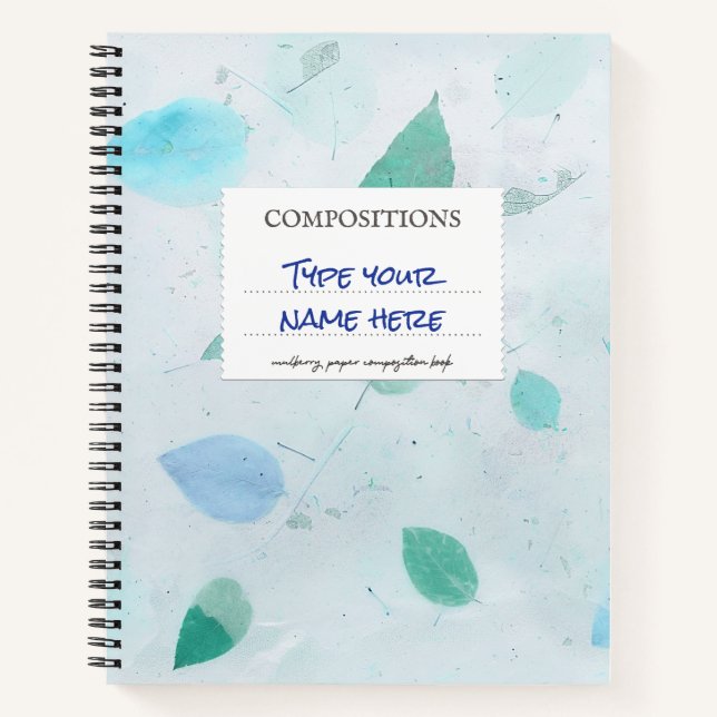 Carnet de composition en mûrier bleu personnalisé (Devant)