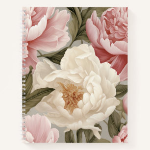 Carnet de concepteur de grandes peonies d'impressi