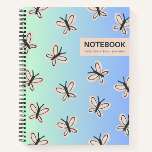 Carnet de conception des papillons bleu vert dégra