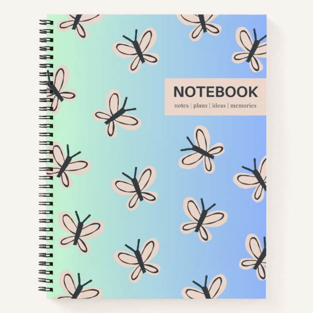 Carnet de conception des papillons bleu vert dégra (Devant)