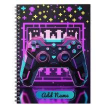 Carnet de contrôleur Neon Gamer - Nom modifiable