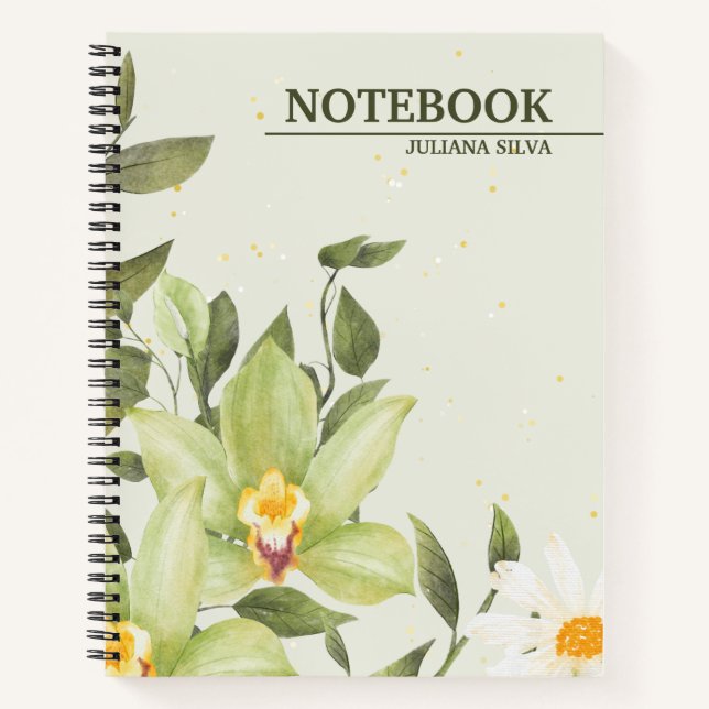 Carnet de couverture d'aquarelle verte personnalis (Devant)
