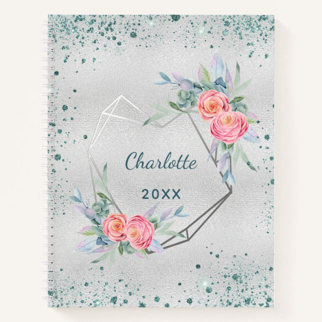 Carnet de croquis bouquets d'argent parties scinti (Devant)