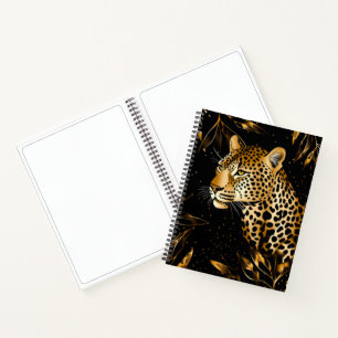 Carnet de croquis Léopard Guépard Noir Or