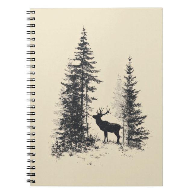 Carnet de croquis Silhouette en Elk de forêt vinta (Devant)