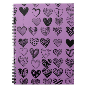 Carnet de dessin adorable Black Heart Scribble