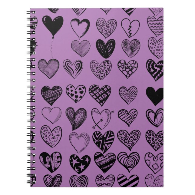 Carnet de dessin adorable Black Heart Scribble (Devant)