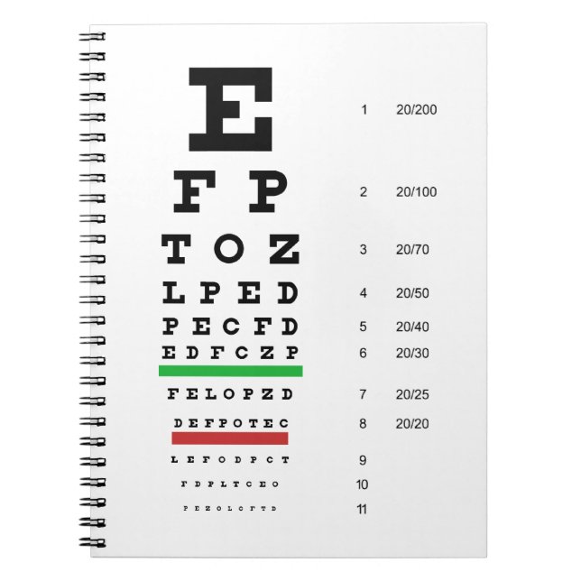 Carnet de diagramme d'oeil de Snellen (Devant)