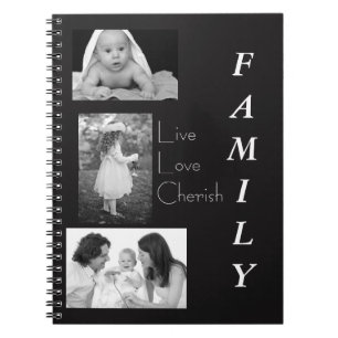 Carnet de famille photo noir et blanc personnalisé