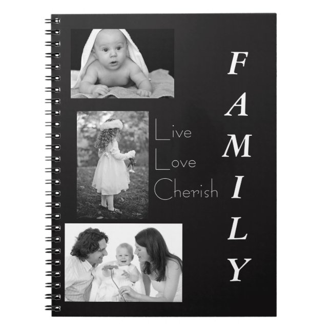 Carnet de famille photo noir et blanc personnalisé (Devant)