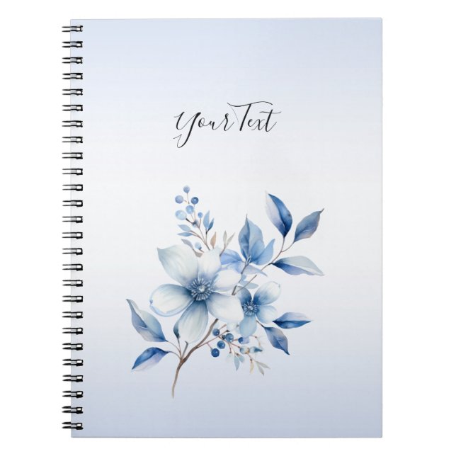 Carnet de fleurs bleues botaniques (Devant)