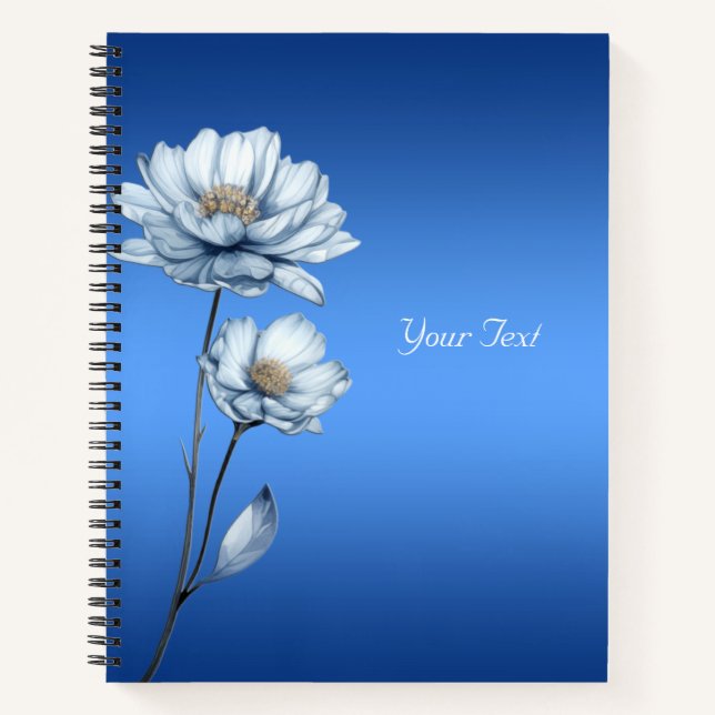 Carnet de fleurs d'aquarelle bleu (Devant)