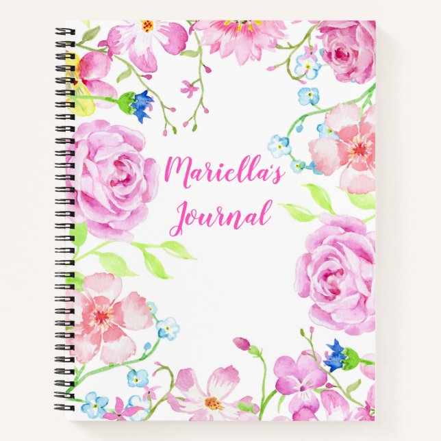 Carnet de fleurs d'aquarelle personnalisée (Devant)