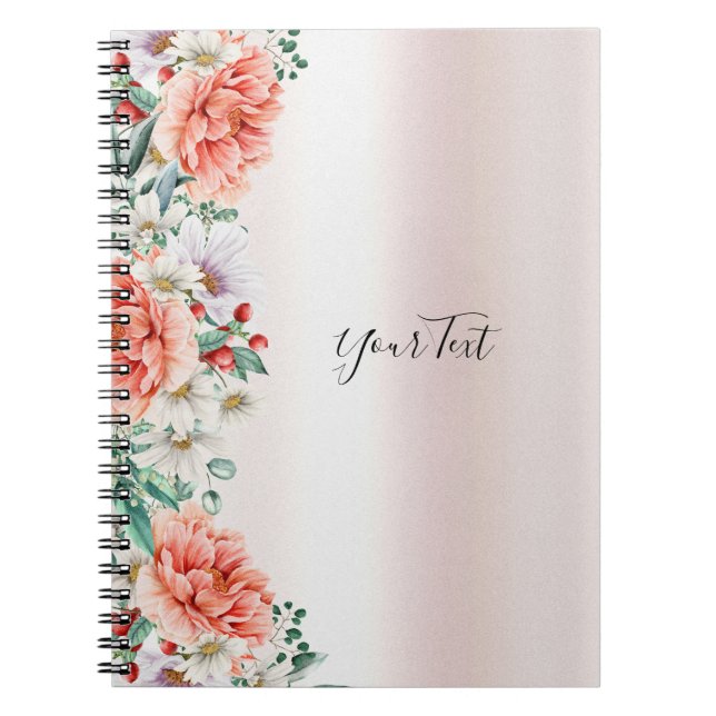 Carnet de fleurs de pivoine d'aquarelle (Devant)