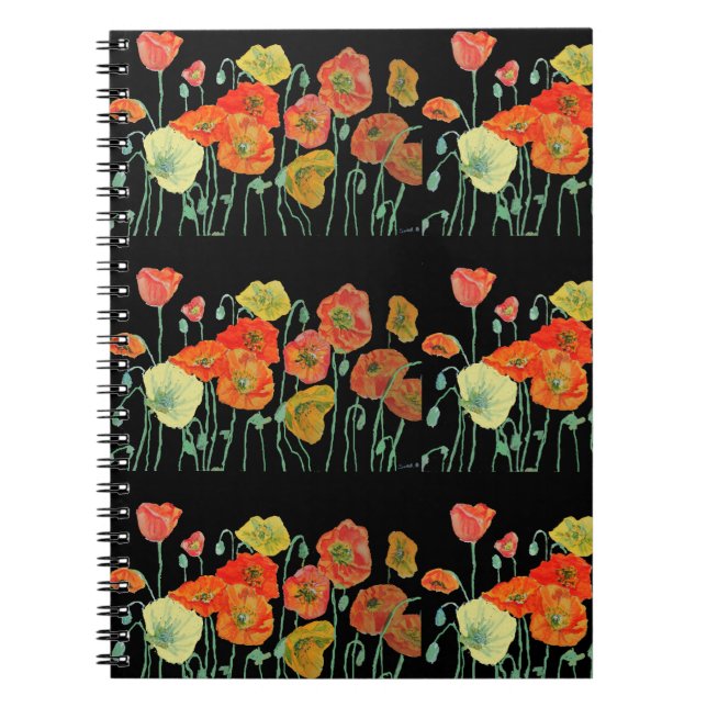 Carnet de fleurs florales de pavot orange (Devant)