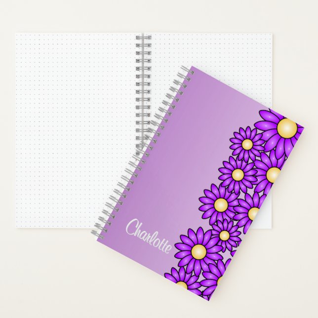 Carnet de fleurs violettes pour bureau, école, art (À l'intérieur)