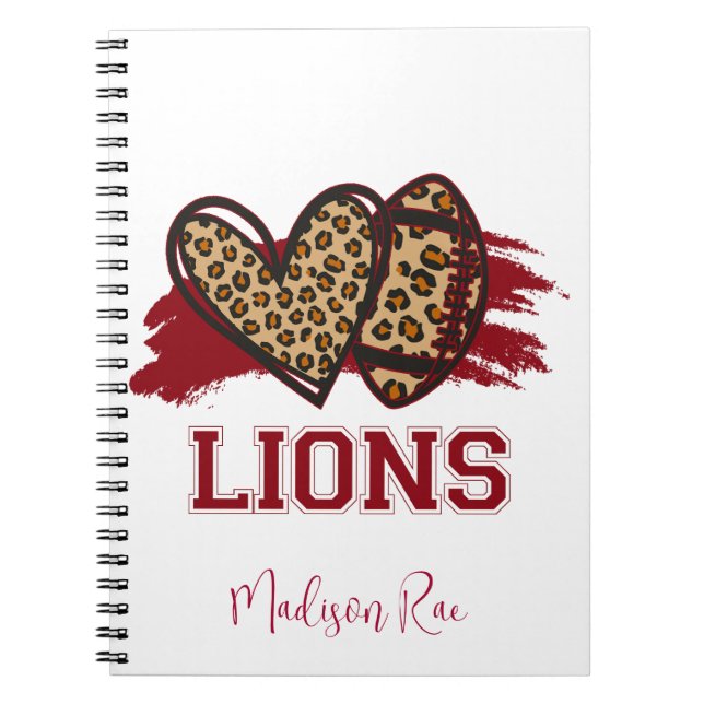 Carnet de football Lions avec nom (Devant)