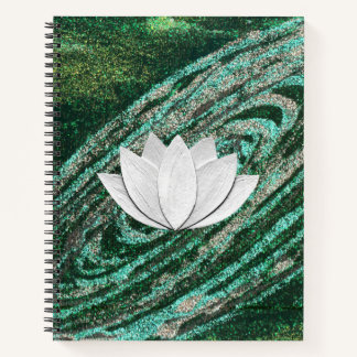 Carnet de galaxie verte à fleurs Lotus