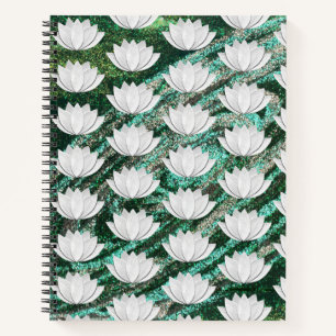Carnet de galaxie verte à fleurs Lotus
