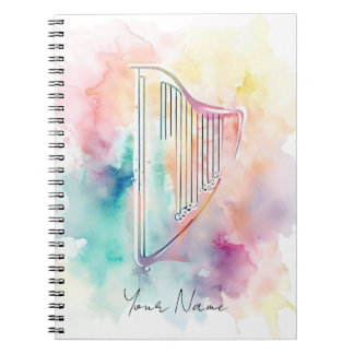 Carnet de harpe d'aquarelle personnalisé