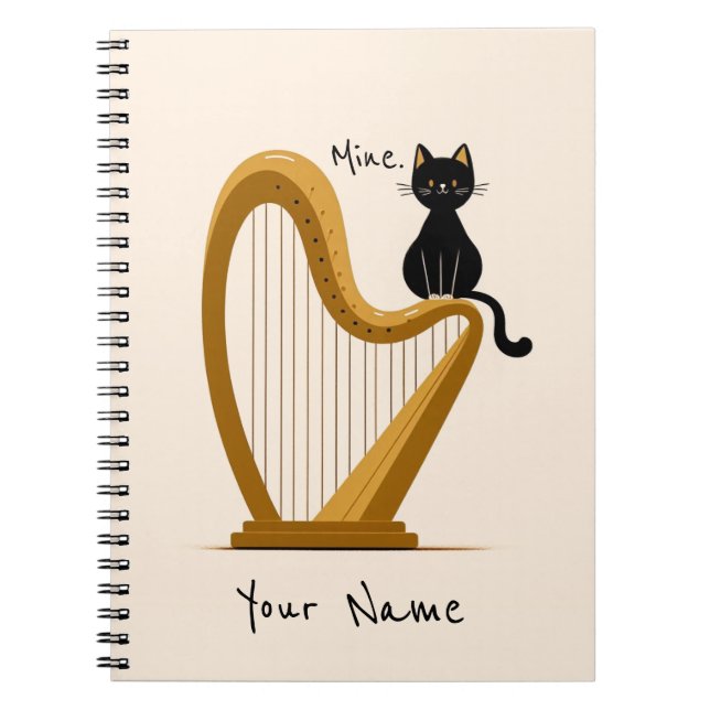 Carnet de harpe et de chats personnalisé (Devant)