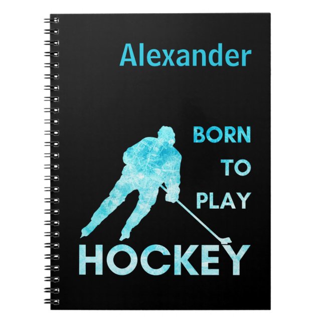 Carnet de hockey sur glace Né pour jouer bleu gelé (Devant)