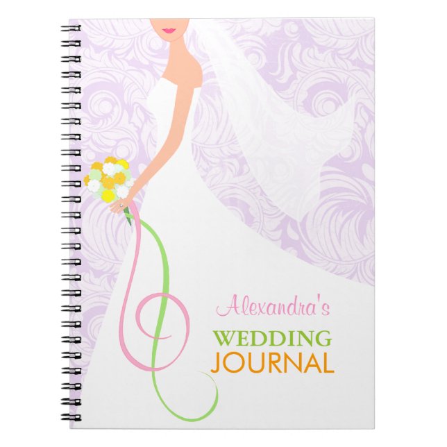 Carnet de journal de mariage damassé de la lavande (Devant)