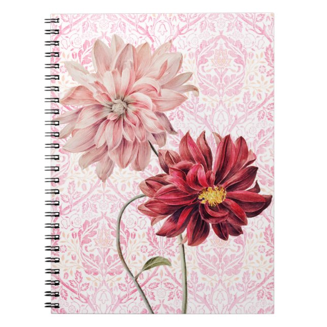 Carnet de journal de paire de fleurs de style vint (Devant)