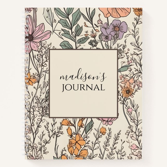 Carnet de journal Fleur sauvage personnalisé (Devant)