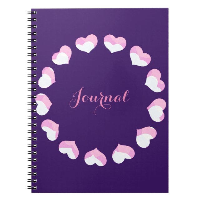 Carnet de journal rose pourpre du coeur (Devant)