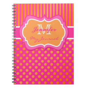 Carnet de journal trié avec points Polka orange ro