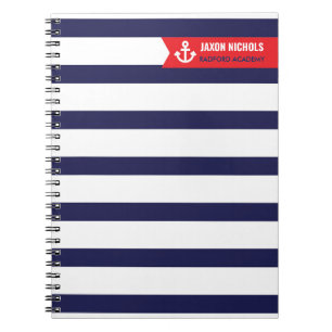 Carnet de la bande marine et rouge