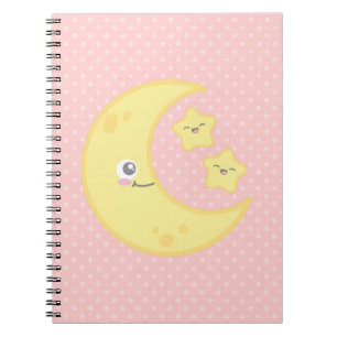 Carnet de la Lune de Kawaii et des étoiles