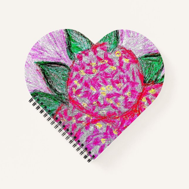 Carnet de la spirale en forme de coeur Hydrangea (Devant)