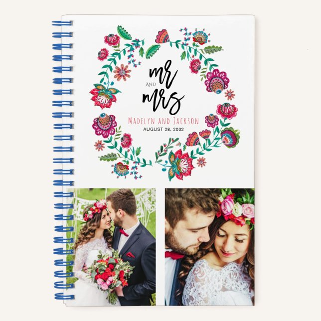 Carnet de mariage floral Fleurs folkloriques (Recto)