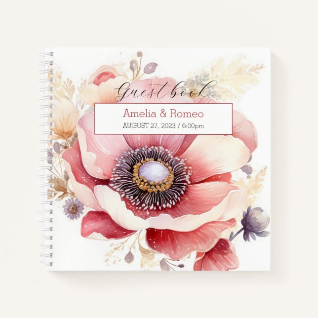 Carnet de mariée élégante aux fleurs (Devant)