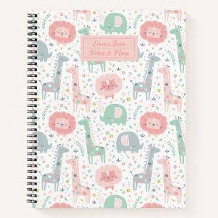 Carnet De mignons animaux de la jungle sur blanc