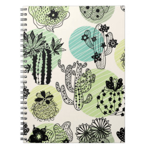 Carnet De mignons cactus en fleurs. Patch transparent à m