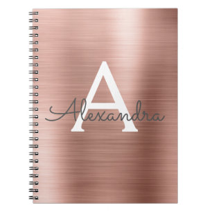 Carnet de monogramme métallique rose Gold Foil