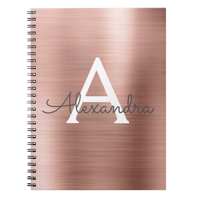 Carnet de monogramme métallique rose Gold Foil (Devant)